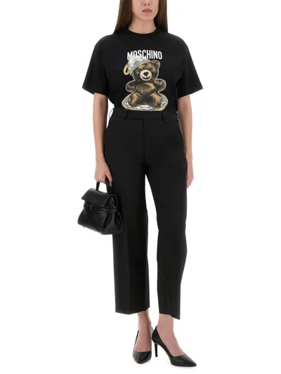 Moschino Couture Tshirt With Teddy Print In Black