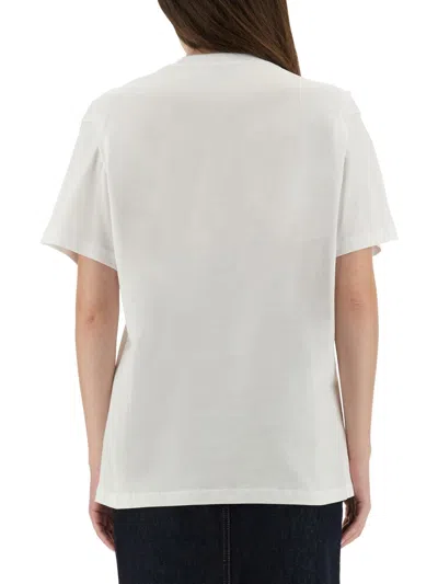 Moschino Embroidered Crew Neck T-shirt In Soft Cotton In White