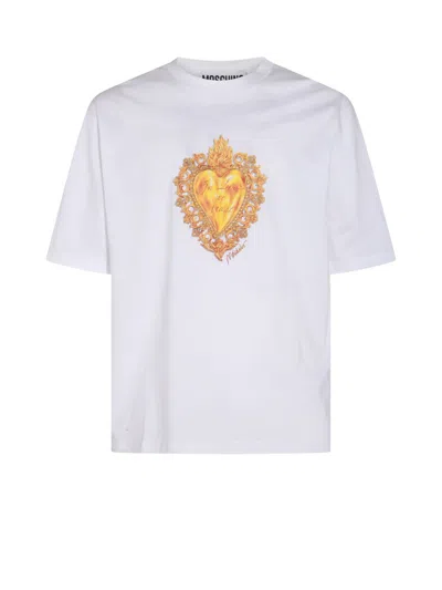 Moschino Logo Embroidered Short-sleeved Polo Shirt In White