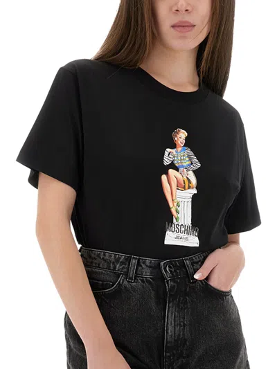 Moschino Jeans T-shirt With Print In Black