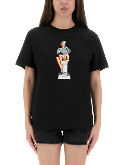 Moschino Jeans T-shirt With Print In Black