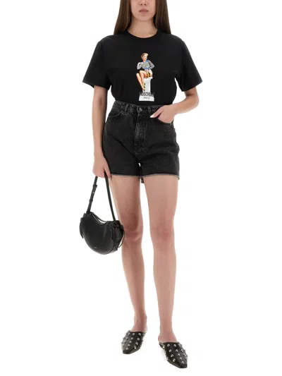 Moschino Jeans T-shirt With Print In Black