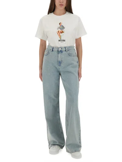 Moschino Jeans T-shirt With Print In Yellow