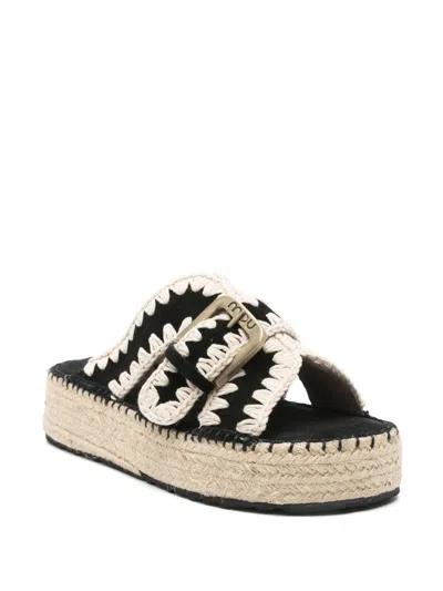 Mou Black Suede Sandals