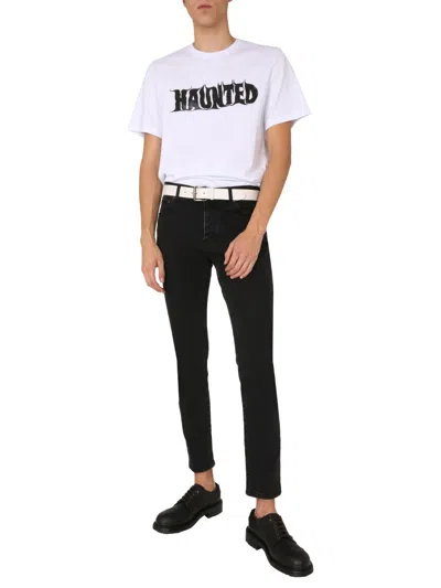 Msgm Haunted Crew-neck T-shirt In White