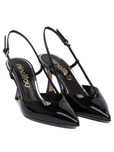Ninalilou 70mm Mya Slingback Patent-leather Pumps In Black