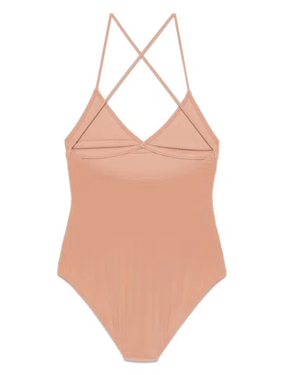Norma Kamali Beige Slip Mio Bodysuit In Pink