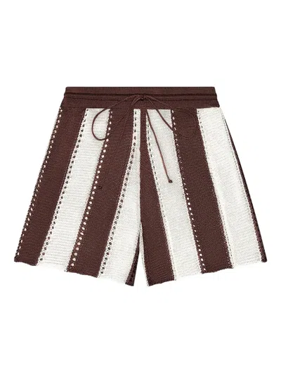 Calle Del Mar Cabana Stripe Knitted Shorts In Neutral