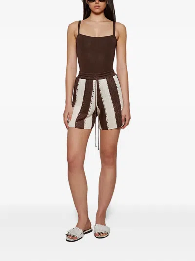 Calle Del Mar Cabana Stripe Knitted Shorts In Neutral