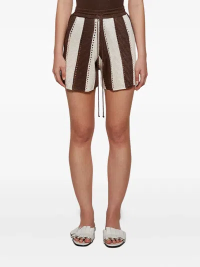 Calle Del Mar Cabana Stripe Knitted Shorts In Neutral