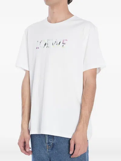 Loewe Logo-embroidered Cotton-jersey T-shirt In White