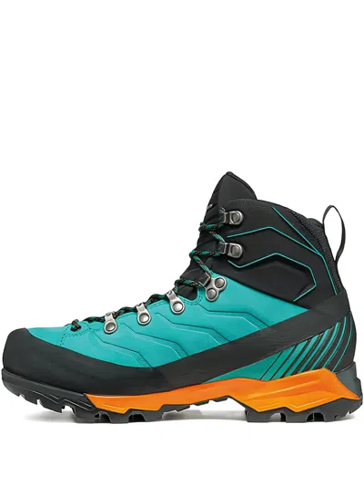 Scarpa Lace-up Patterned Hiking Boots In Blue