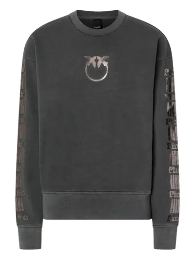 Pinko Logo-detail Cotton Sweatshirt In Gray