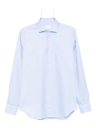 Xacus Long-sleeved Cotton Shirt In Blue