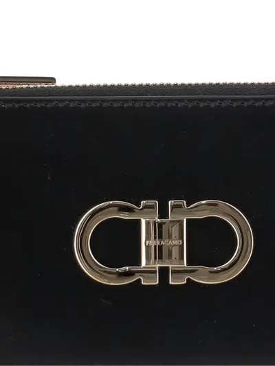 Ferragamo Gancini Zip-around Wallet In Black