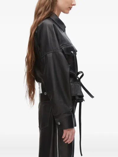 3.1 Phillip Lim Belted Leather Shirt Jacket In Black