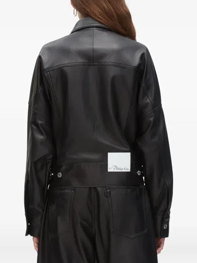 3.1 Phillip Lim Belted Leather Shirt Jacket In Black