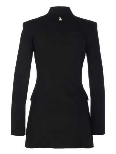 Patrizia Pepe Mandarin-collar Button-fastening Fitted Jacket In Black