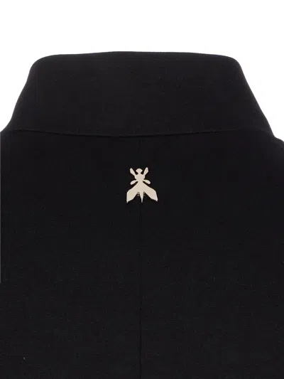 Patrizia Pepe Mandarin-collar Button-fastening Fitted Jacket In Black