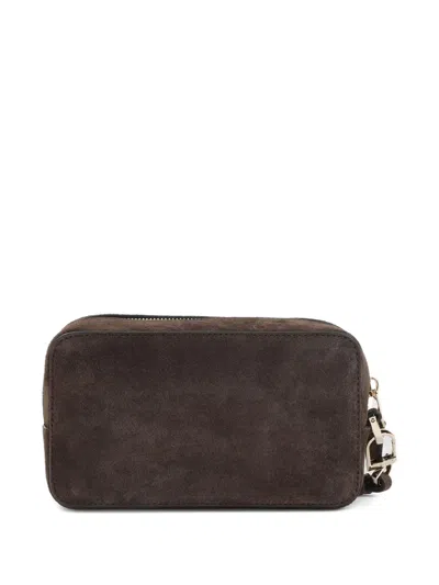 Giorgio Armani Suede Logo-patch Clutch Bag