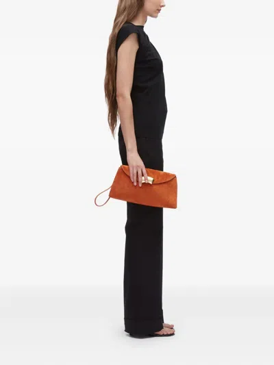 3.1 Phillip Lim Curved-flap Suede Clutch