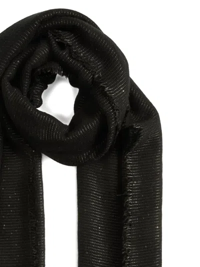 Fabiana Filippi Metallic-thread Fringed Scarf In Black