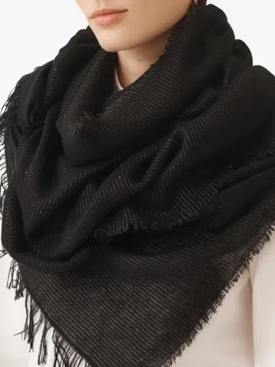 Fabiana Filippi Metallic-thread Fringed Scarf In Black