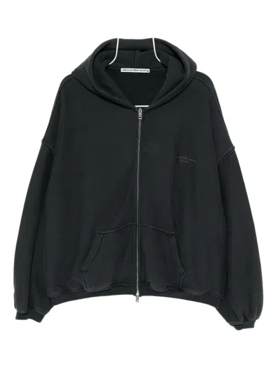 Alexander Wang Cotton Logo Zip-up Hoodie Clothing In Gray