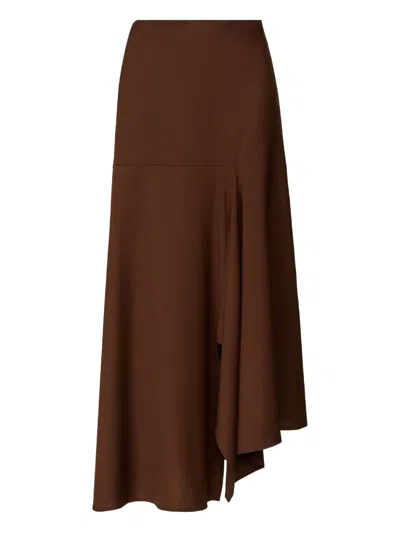 Fabiana Filippi Wool-blend Asymmetric Maxi Skirt In Brown