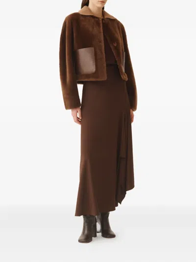 Fabiana Filippi Wool-blend Asymmetric Maxi Skirt In Brown