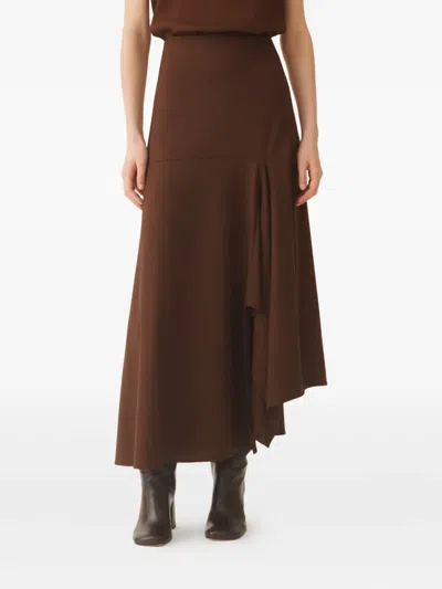Fabiana Filippi Wool-blend Asymmetric Maxi Skirt In Brown
