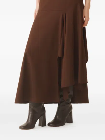 Fabiana Filippi Wool-blend Asymmetric Maxi Skirt In Brown