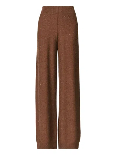 Fabiana Filippi Wool And Silk Trousers With Sequins In Brown