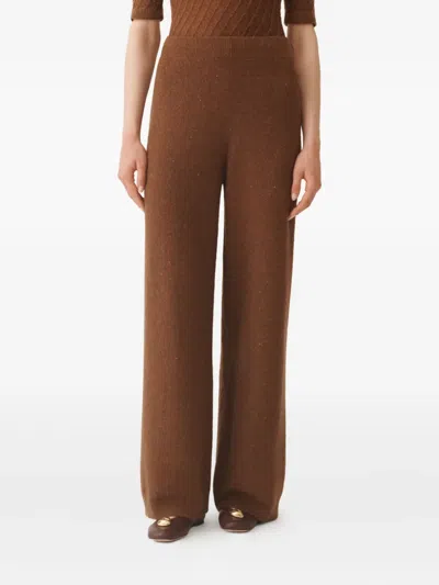 Fabiana Filippi Wool And Silk Trousers With Sequins In Brown