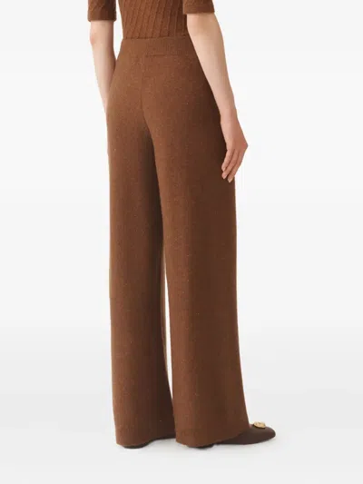 Fabiana Filippi Wool And Silk Trousers With Sequins In Brown