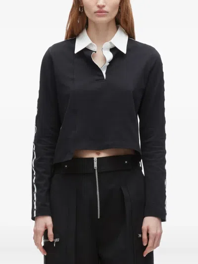 3.1 Phillip Lim Panelled Eyelet-detail Polo Top In Black