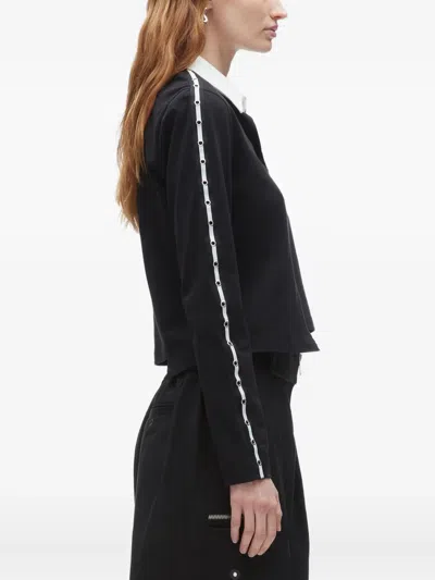 3.1 Phillip Lim Panelled Eyelet-detail Polo Top In Black