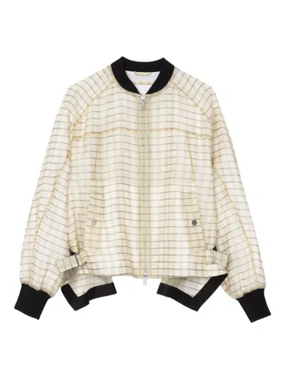 3.1 Phillip Lim Checked Belted Bomber Jacket In Neutral