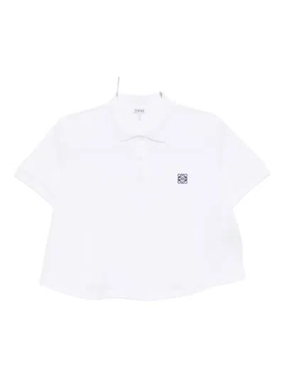 Loewe Women Cotton Trapeze Polo Shirt In White
