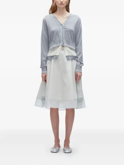 3.1 Phillip Lim Layered Merino Cardigan In Gray