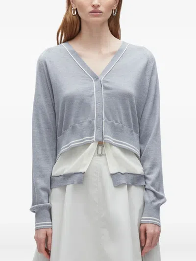 3.1 Phillip Lim Layered Merino Cardigan In Gray