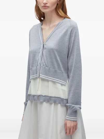 3.1 Phillip Lim Layered Merino Cardigan In Gray