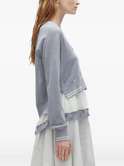 3.1 Phillip Lim Layered Merino Cardigan In Gray