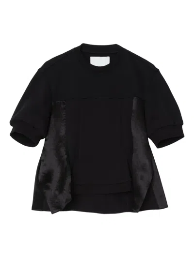3.1 Phillip Lim Panelled Puff-sleeve T-shirt In Black