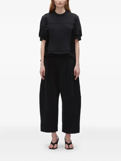 3.1 Phillip Lim Panelled Puff-sleeve T-shirt In Black