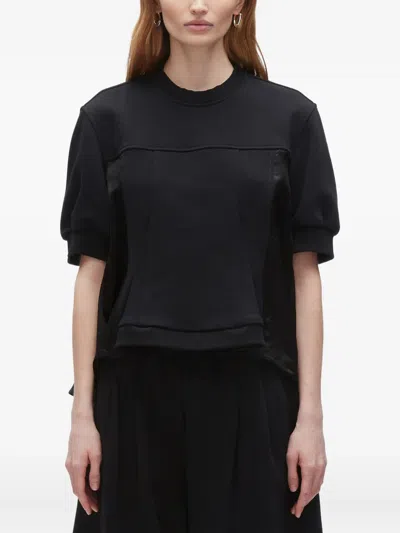 3.1 Phillip Lim Panelled Puff-sleeve T-shirt In Black