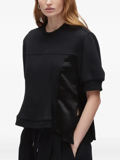 3.1 Phillip Lim Panelled Puff-sleeve T-shirt In Black