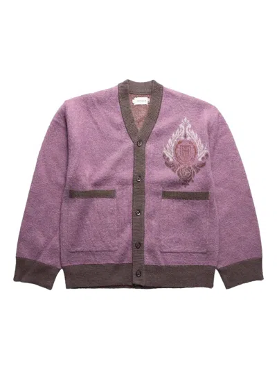Honor The Gift Crest-embroidered Cardigan In Purple