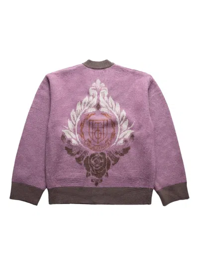 Honor The Gift Crest-embroidered Cardigan In Purple