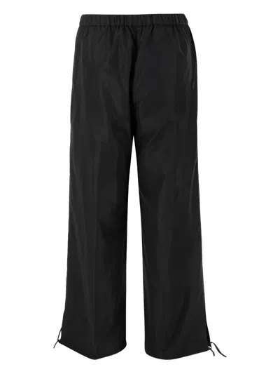 Aspesi Drawstring-cuffed Trousers In Black